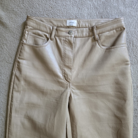 Aritzia Wilfred Melina tan faux leather straight leg pants size 8 - Picture 2 of 11